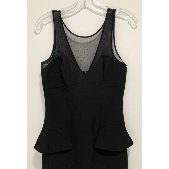 bebe Black Mesh Detailed Peplum Mini Dress - 4 - Picture 2 of 8